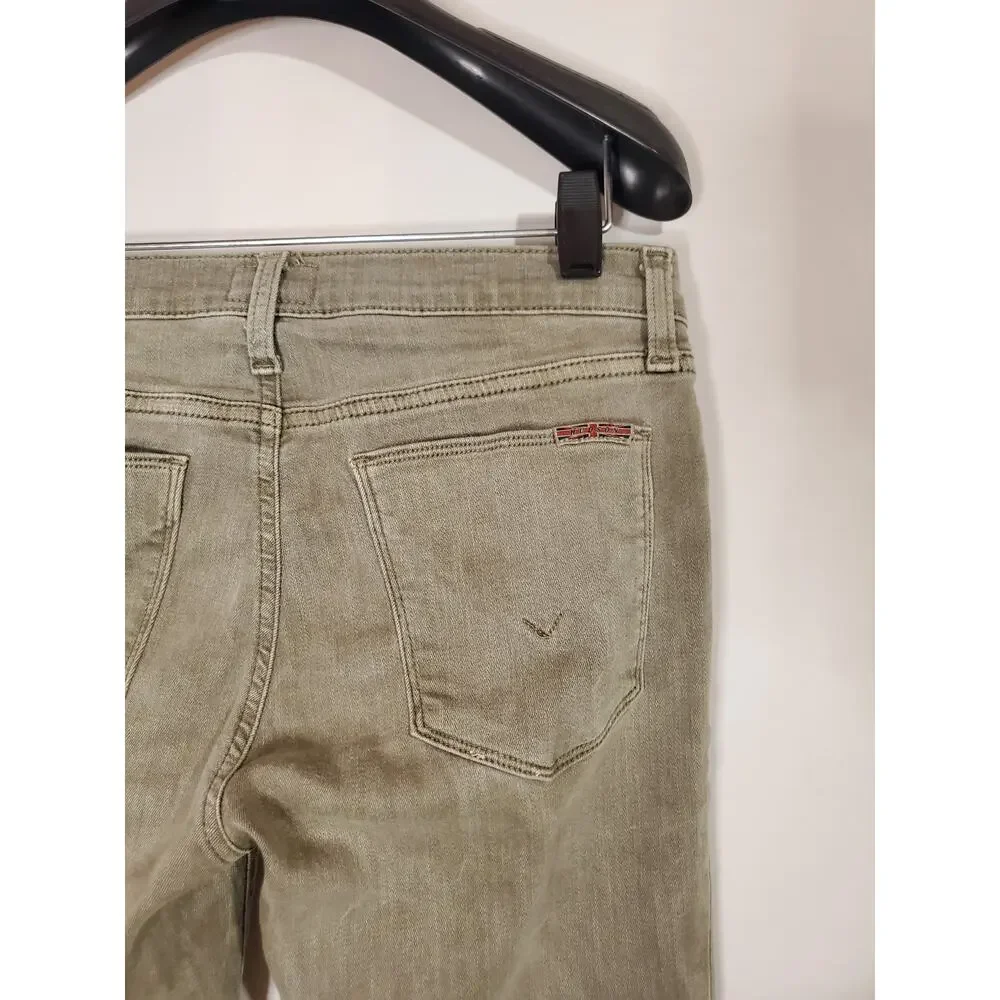 Hudson Krista Super Skinny Olive Army Green Womens Size 27 Antique Wash Mid Rise
